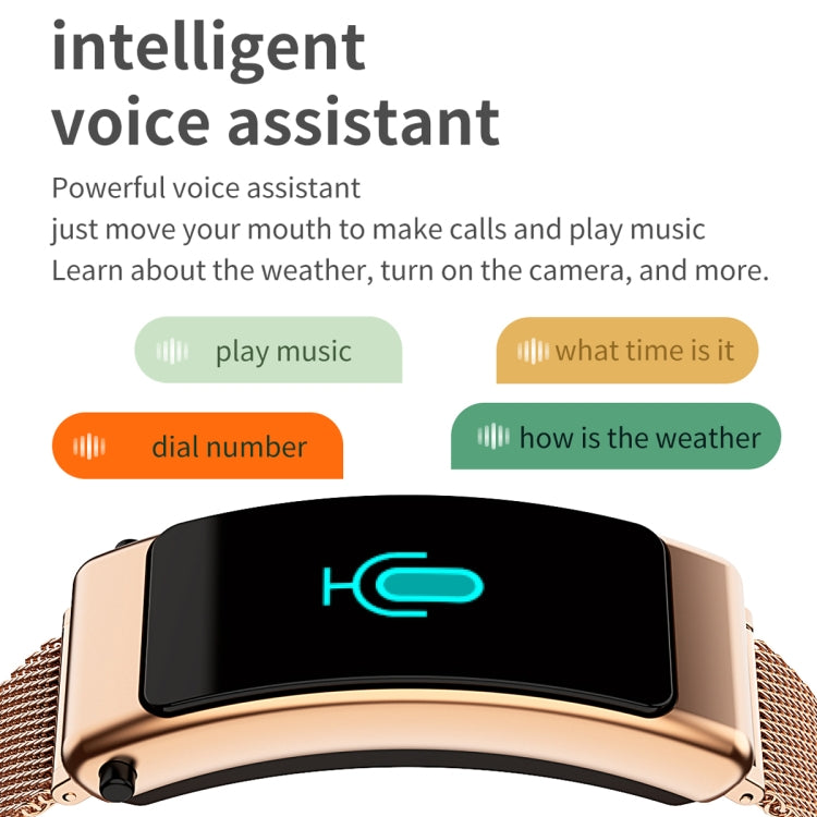 K50 1,08 pouces bande de silicone écouteur détachable IP67 étanche montre intelligente prise en charge Bluetooth appel, Silicone Band (Black), Silicone Band (Black Silver)
