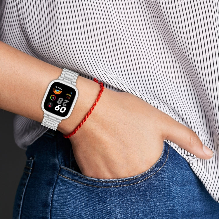Bracelet de montre en métal à trois perles 2 en 1 avec cadre de montre, For Xiaomi Redmi Watch 3 / Mi Watch Lite 3