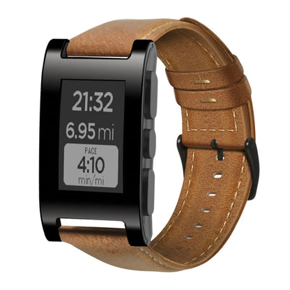 Bracelet de montre en cuir véritable ciré à l'huile, For Pebble Gen 1, For Pebble Time