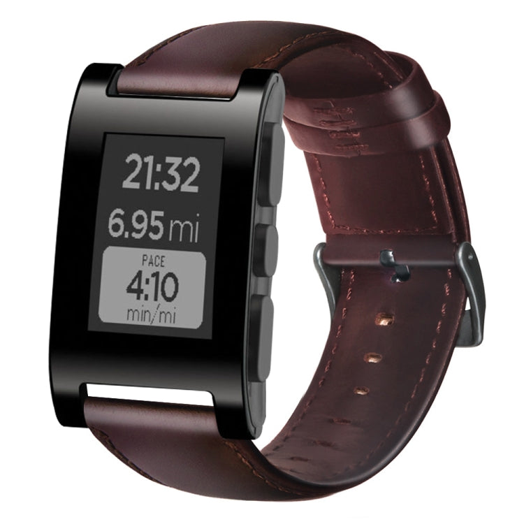 Bracelet de montre en cuir véritable ciré à l'huile, For Pebble Gen 1, For Pebble Time