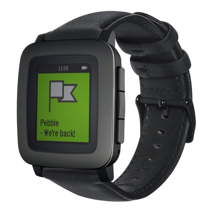 Bracelet de montre en cuir véritable ciré à l'huile, For Pebble Gen 1, For Pebble Time