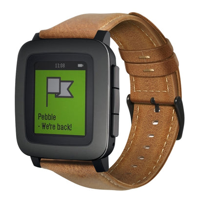 Bracelet de montre en cuir véritable ciré à l'huile, For Pebble Gen 1, For Pebble Time