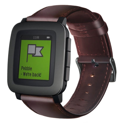 Bracelet de montre en cuir véritable ciré à l'huile, For Pebble Gen 1, For Pebble Time