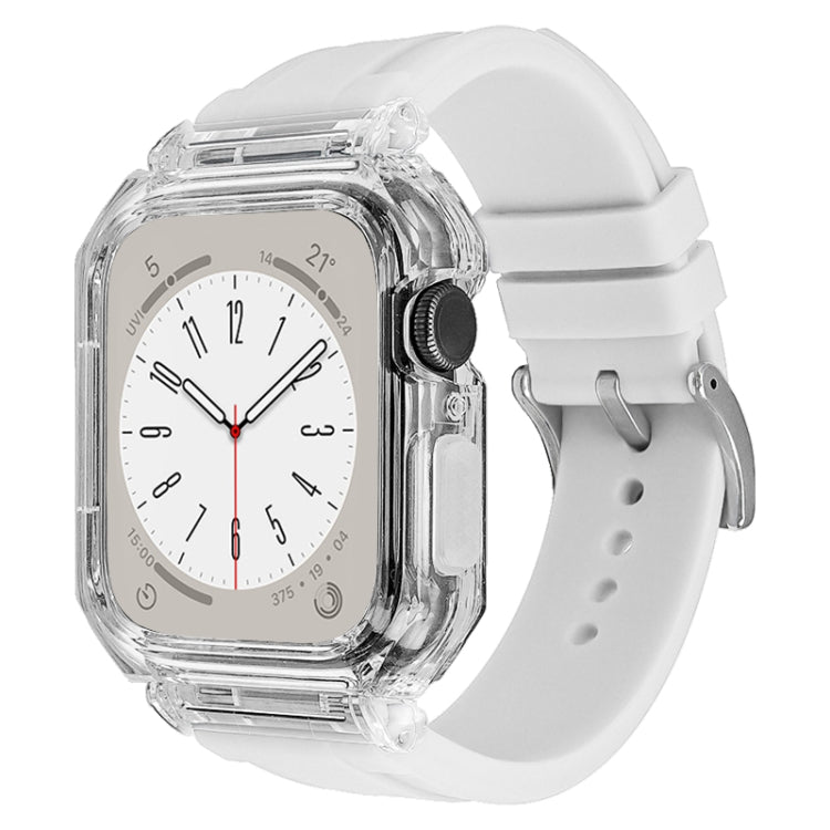 Bracelet de montre en silicone avec boîtier en polycarbonate transparent, For Apple Watch Series 8&7 45mm