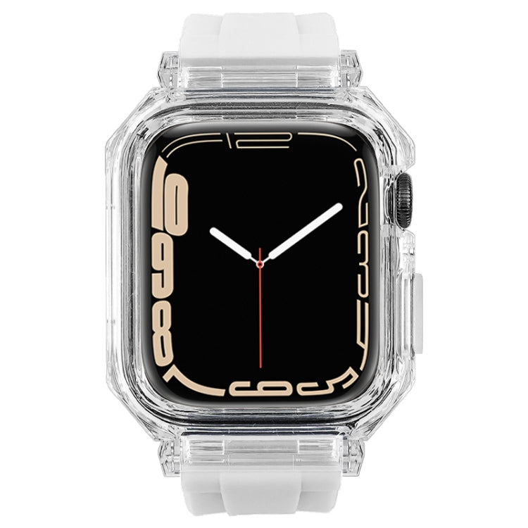 Bracelet de montre en silicone avec boîtier en polycarbonate transparent, For Apple Watch Series 8&7 45mm
