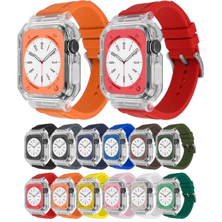 Bracelet de montre en silicone avec boîtier en polycarbonate transparent, For Apple Watch Series 8&7 45mm