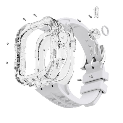 Bracelet de montre en caoutchouc fluoré avec boîtier en armure transparente, For Apple Watch Ultra 3 / 2 / 1 49mm