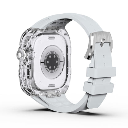Bracelet de montre en caoutchouc fluoré avec boîtier en armure transparente, For Apple Watch Ultra 3 / 2 / 1 49mm