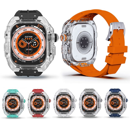Bracelet de montre en caoutchouc fluoré avec boîtier en armure transparente, For Apple Watch Ultra 3 / 2 / 1 49mm