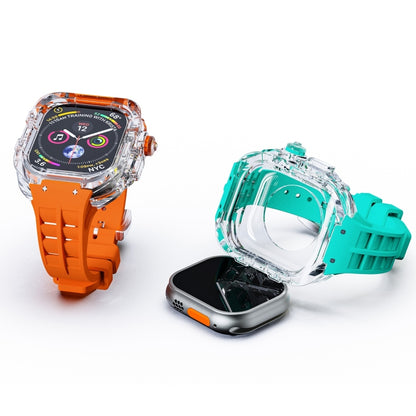Bracelet de montre en caoutchouc fluoré avec boîtier en armure transparente, For Apple Watch Ultra 3 / 2 / 1 49mm
