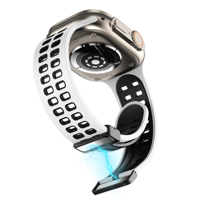 Bracelet de montre en silicone à trous carrés avec fermoir magnétique, For Apple Watch Series 8&7 45mm, For Apple Watch Series 8&7 41mm