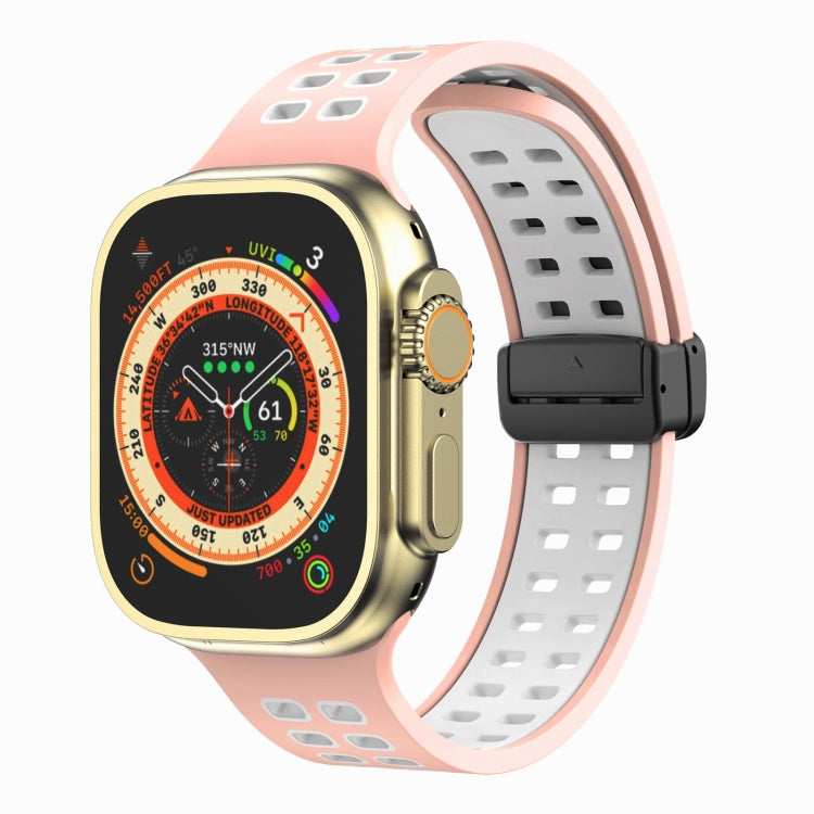 Bracelet de montre en silicone à trous carrés avec fermoir magnétique, For Apple Watch Series 8&7 45mm, For Apple Watch Series 8&7 41mm