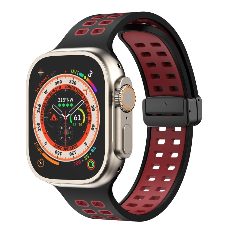 Bracelet de montre en silicone à trous carrés avec fermoir magnétique, For Apple Watch Series 8&7 45mm, For Apple Watch Series 8&7 41mm