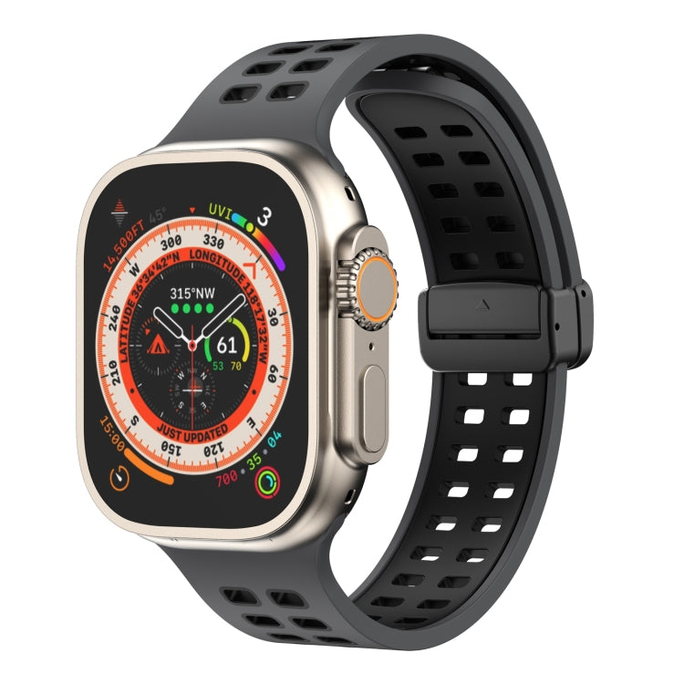 Bracelet de montre en silicone à trous carrés avec fermoir magnétique, For Apple Watch Series 8&7 45mm, For Apple Watch Series 8&7 41mm