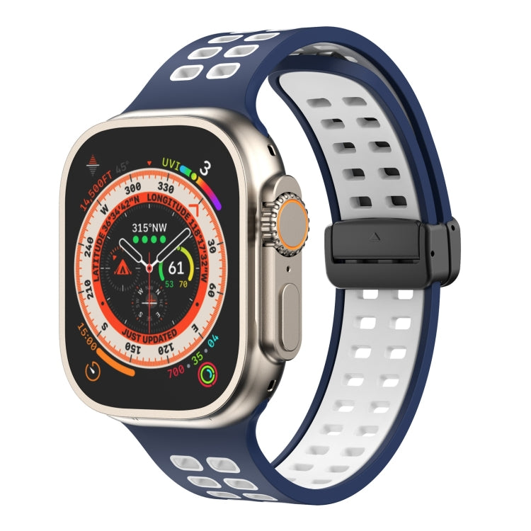 Bracelet de montre en silicone à trous carrés avec fermoir magnétique, For Apple Watch Series 8&7 45mm, For Apple Watch Series 8&7 41mm