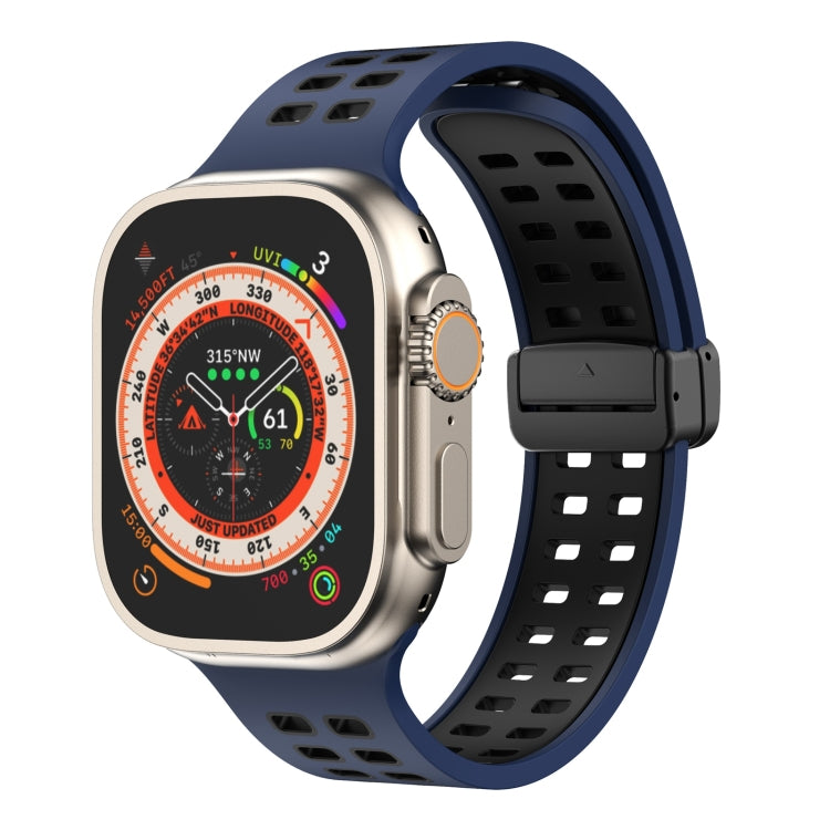 Bracelet de montre en silicone à trous carrés avec fermoir magnétique, For Apple Watch Series 8&7 45mm, For Apple Watch Series 8&7 41mm