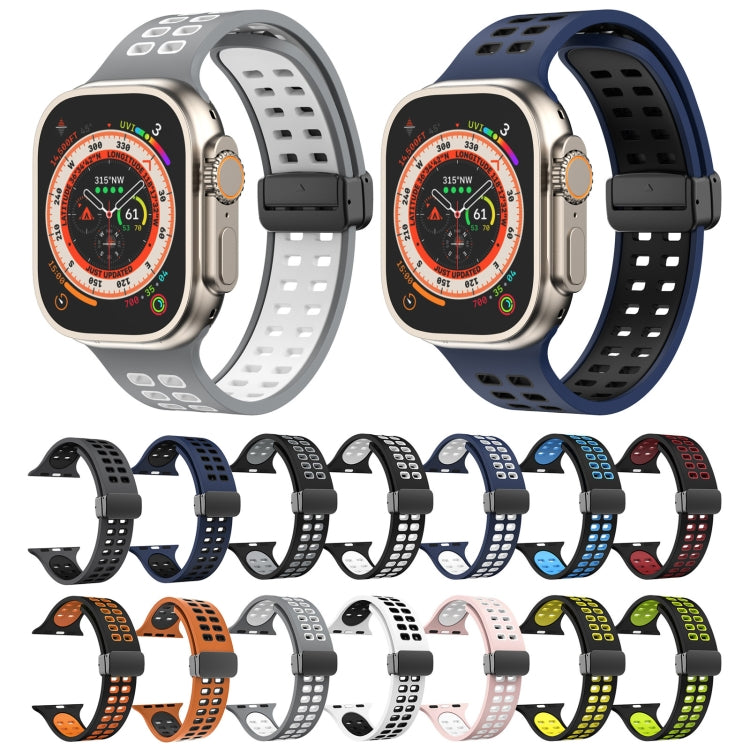 Bracelet de montre en silicone à trous carrés avec fermoir magnétique, For Apple Watch Series 8&7 45mm, For Apple Watch Series 8&7 41mm