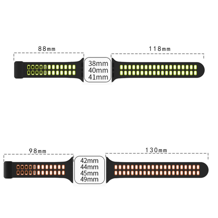 Bracelet de montre en silicone à trous carrés avec fermoir magnétique, For Apple Watch Series 8&7 45mm, For Apple Watch Series 8&7 41mm