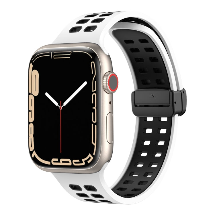 Bracelet de montre en silicone à trous carrés avec fermoir magnétique, For Apple Watch Series 8&7 45mm, For Apple Watch Series 8&7 41mm