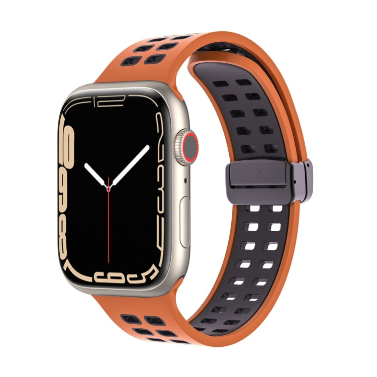 Bracelet de montre en silicone à trous carrés avec fermoir magnétique, For Apple Watch Series 8&7 45mm, For Apple Watch Series 8&7 41mm