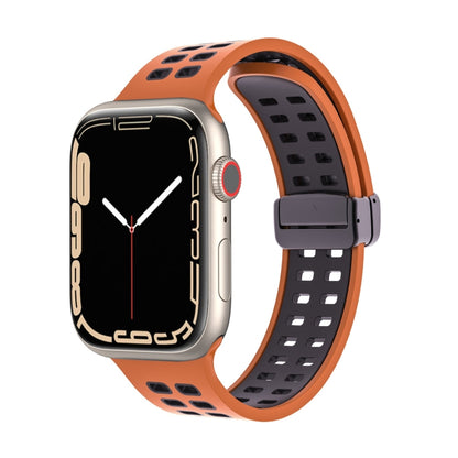 Bracelet de montre en silicone à trous carrés avec fermoir magnétique, For Apple Watch Series 8&7 45mm, For Apple Watch Series 8&7 41mm