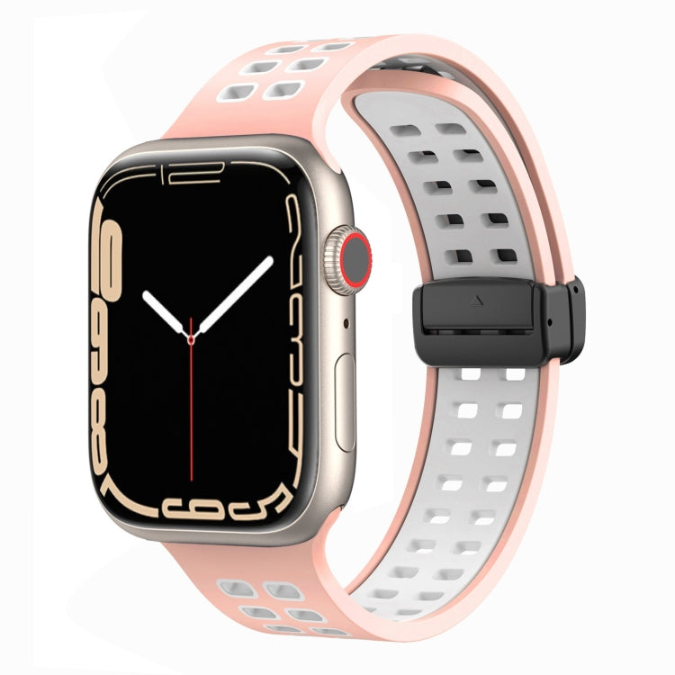 Bracelet de montre en silicone à trous carrés avec fermoir magnétique, For Apple Watch Series 8&7 45mm, For Apple Watch Series 8&7 41mm