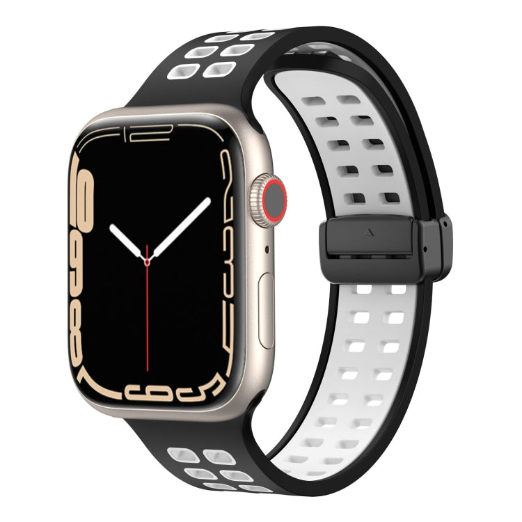 Bracelet de montre en silicone à trous carrés avec fermoir magnétique, For Apple Watch Series 8&7 45mm, For Apple Watch Series 8&7 41mm