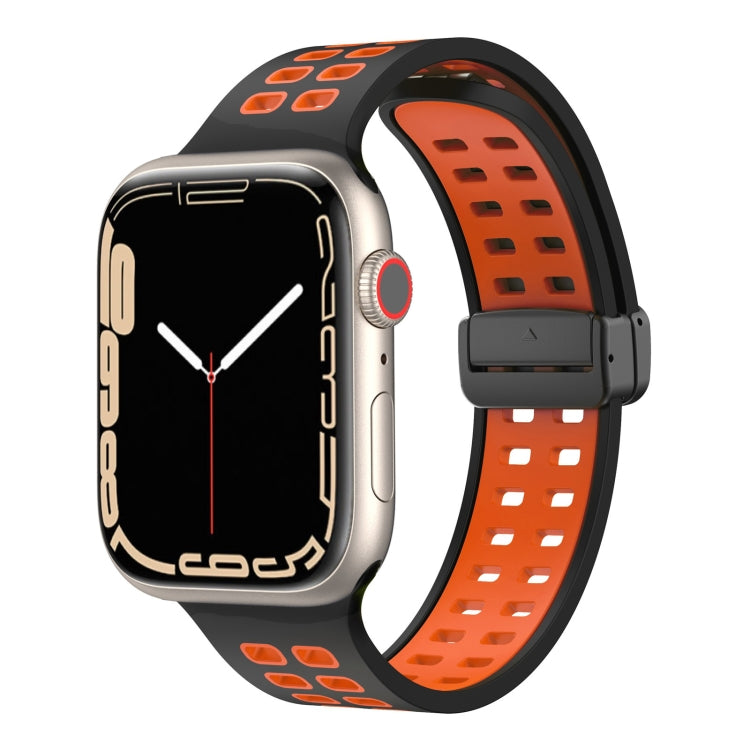 Bracelet de montre en silicone à trous carrés avec fermoir magnétique, For Apple Watch Series 8&7 45mm, For Apple Watch Series 8&7 41mm