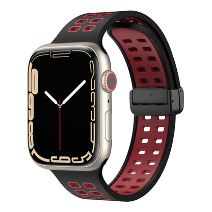 Bracelet de montre en silicone à trous carrés avec fermoir magnétique, For Apple Watch Series 8&7 45mm, For Apple Watch Series 8&7 41mm