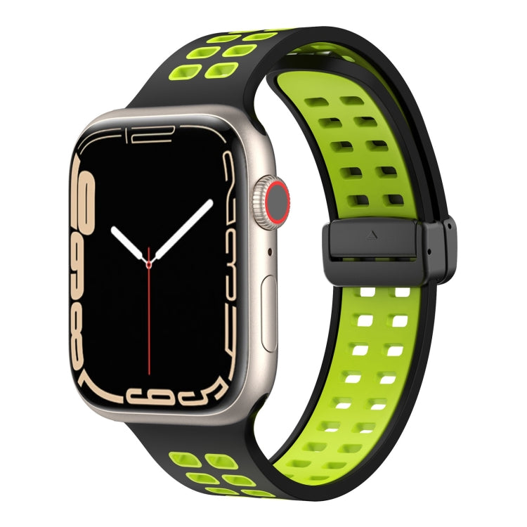 Bracelet de montre en silicone à trous carrés avec fermoir magnétique, For Apple Watch Series 8&7 45mm, For Apple Watch Series 8&7 41mm