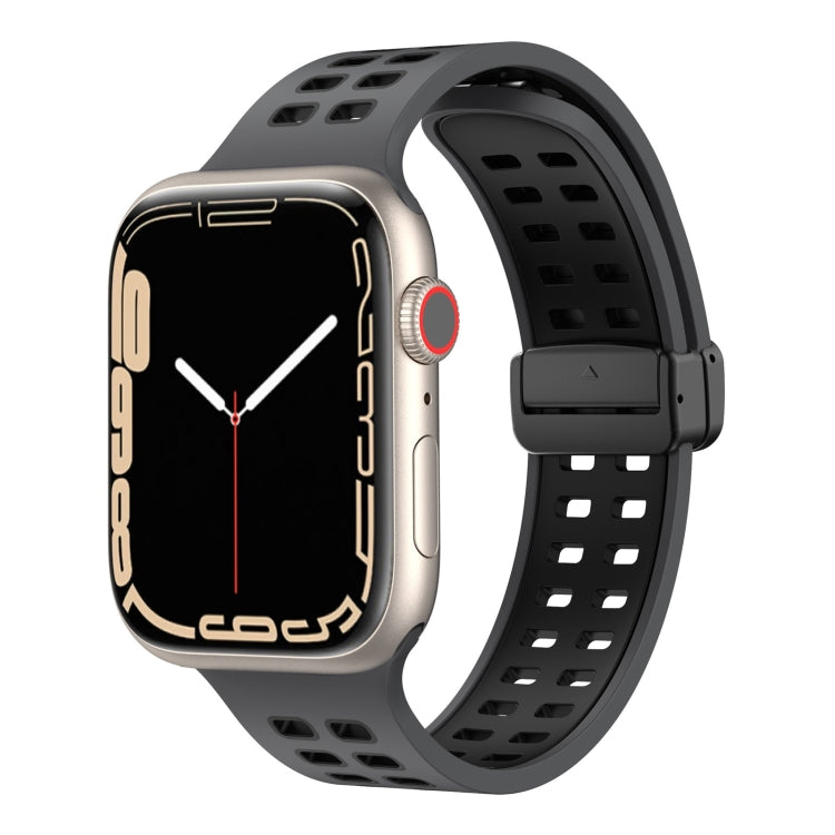 Bracelet de montre en silicone à trous carrés avec fermoir magnétique, For Apple Watch Series 8&7 45mm, For Apple Watch Series 8&7 41mm