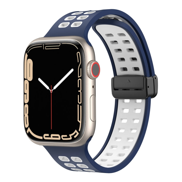 Bracelet de montre en silicone à trous carrés avec fermoir magnétique, For Apple Watch Series 8&7 45mm, For Apple Watch Series 8&7 41mm