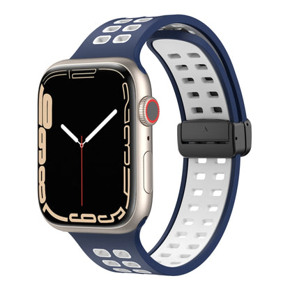 Bracelet de montre en silicone à trous carrés avec fermoir magnétique, For Apple Watch Series 8&7 45mm, For Apple Watch Series 8&7 41mm