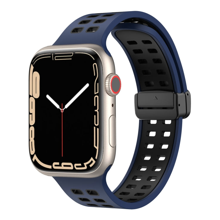 Bracelet de montre en silicone à trous carrés avec fermoir magnétique, For Apple Watch Series 8&7 45mm, For Apple Watch Series 8&7 41mm