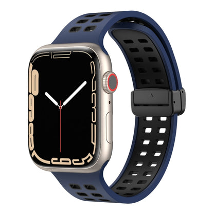 Bracelet de montre en silicone à trous carrés avec fermoir magnétique, For Apple Watch Series 8&7 45mm, For Apple Watch Series 8&7 41mm
