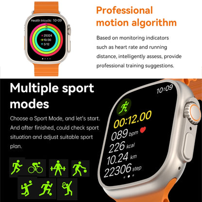 Montre intelligente à écran TFT Q8 Ultra 1,96 pouces, prend en charge la surveillance de la fréquence cardiaque / de la pression artérielle