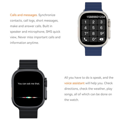 Montre intelligente à écran TFT Q8 Ultra 1,96 pouces, prend en charge la surveillance de la fréquence cardiaque / de la pression artérielle