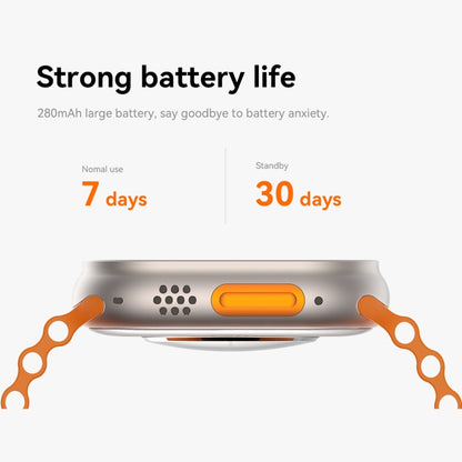 Montre intelligente à écran TFT Q8 Ultra 1,96 pouces, prend en charge la surveillance de la fréquence cardiaque / de la pression artérielle