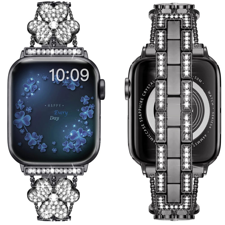 Bracelet de montre diamant trèfle à 3 feuilles, For Apple Watch Series 8&7 45mm, For Apple Watch Series 8&7 41mm