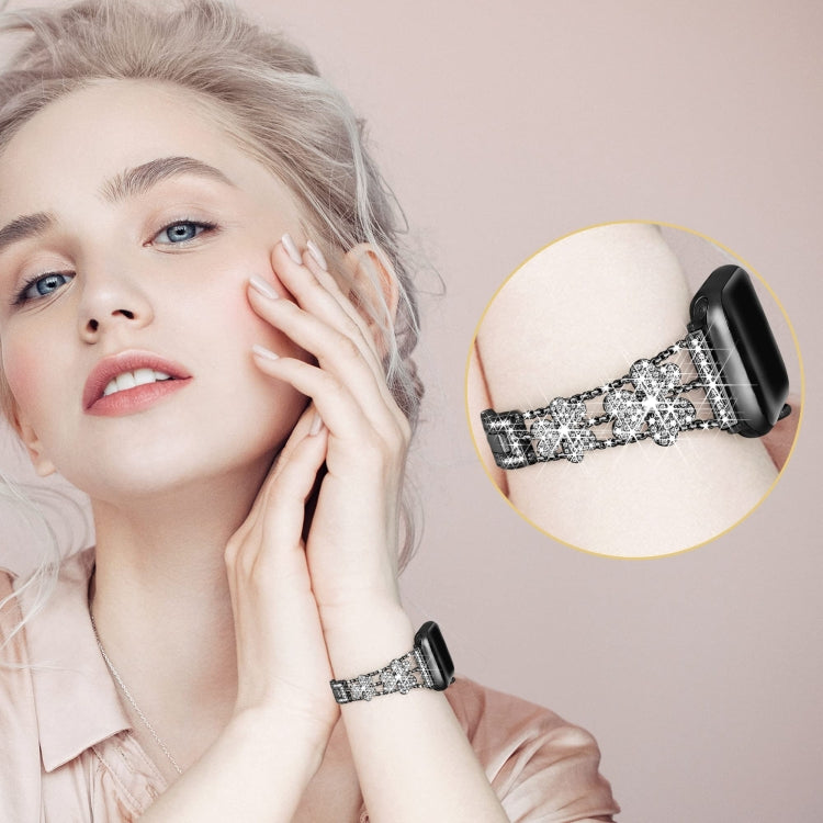 Bracelet de montre diamant trèfle à 3 feuilles, For Apple Watch Series 8&7 45mm, For Apple Watch Series 8&7 41mm