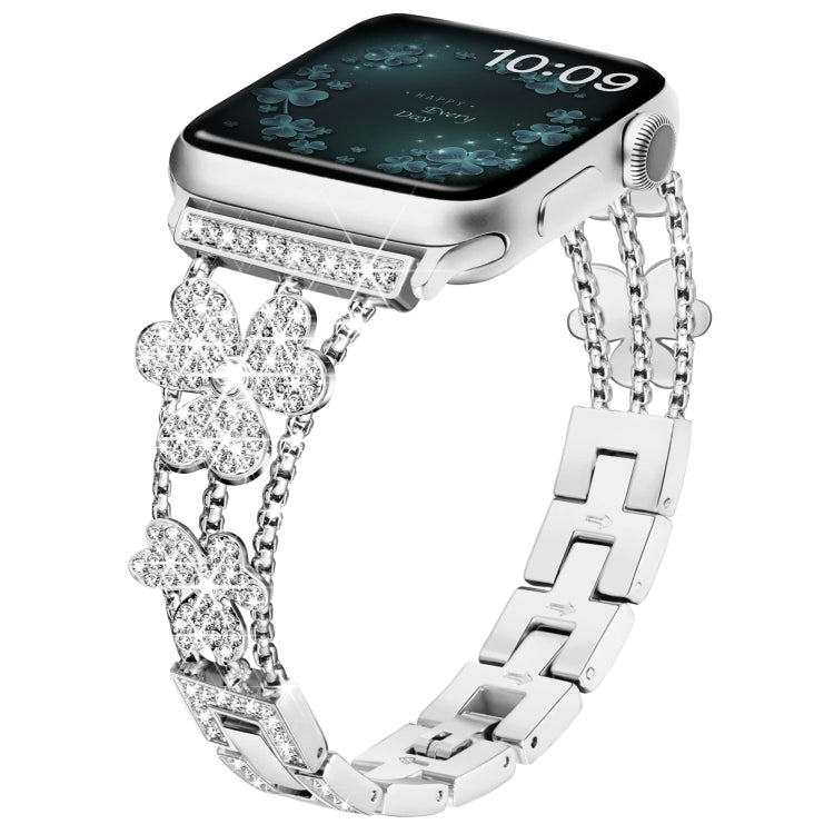 Bracelet de montre diamant trèfle à 3 feuilles, For Apple Watch Series 8&7 45mm, For Apple Watch Series 8&7 41mm