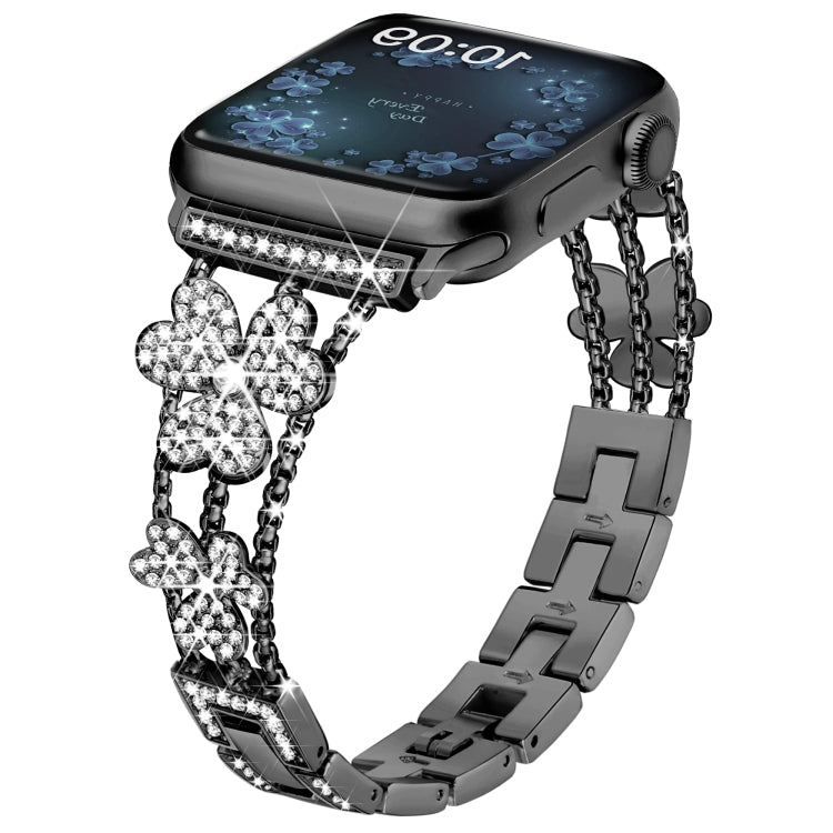 Bracelet de montre diamant trèfle à 3 feuilles, For Apple Watch Series 8&7 45mm, For Apple Watch Series 8&7 41mm