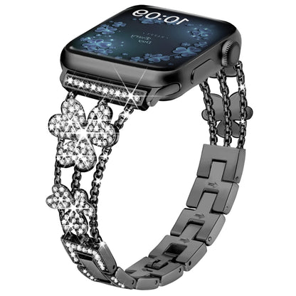 Bracelet de montre diamant trèfle à 3 feuilles, For Apple Watch Series 8&7 45mm, For Apple Watch Series 8&7 41mm