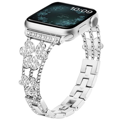 Bracelet de montre diamant trèfle à 3 feuilles, For Apple Watch Series 8&7 45mm, For Apple Watch Series 8&7 41mm