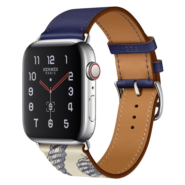 Bracelet de montre en cuir à motif sérigraphié, For Apple Watch Series 7 41mm / 6 & SE & 5 & 4 40mm / 3 & 2 & 1 38mm, For Apple Watch Series 8&7 41mm / SE 2&6&SE&5&4 40mm / 3&2&1 38mm