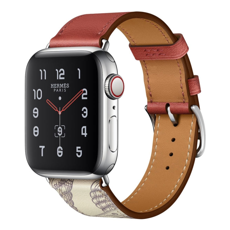 Bracelet de montre en cuir à motif sérigraphié, For Apple Watch Series 7 41mm / 6 & SE & 5 & 4 40mm / 3 & 2 & 1 38mm, For Apple Watch Series 8&7 41mm / SE 2&6&SE&5&4 40mm / 3&2&1 38mm