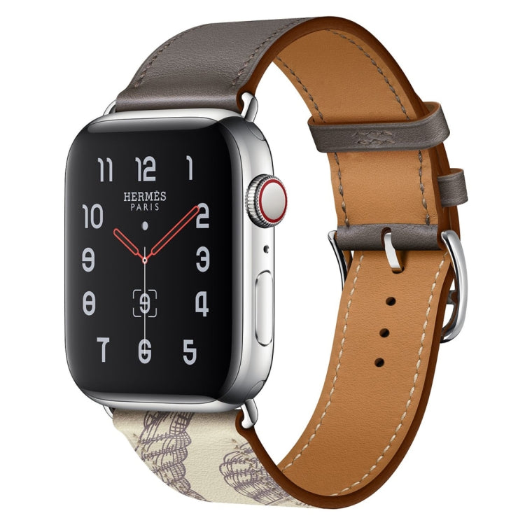 Bracelet de montre en cuir à motif sérigraphié, For Apple Watch Series 7 41mm / 6 & SE & 5 & 4 40mm / 3 & 2 & 1 38mm, For Apple Watch Series 8&7 41mm / SE 2&6&SE&5&4 40mm / 3&2&1 38mm
