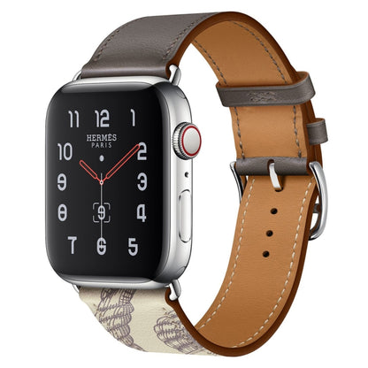 Bracelet de montre en cuir à motif sérigraphié, For Apple Watch Series 7 41mm / 6 & SE & 5 & 4 40mm / 3 & 2 & 1 38mm, For Apple Watch Series 8&7 41mm / SE 2&6&SE&5&4 40mm / 3&2&1 38mm