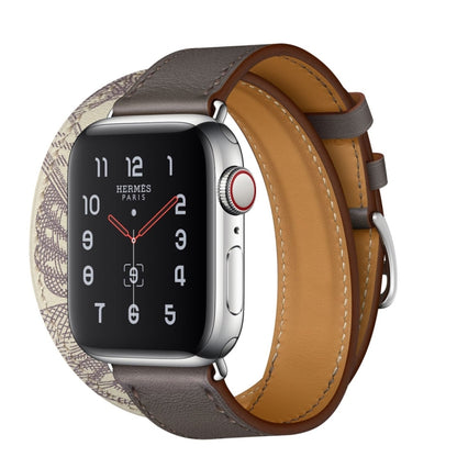 Bracelet de montre en cuir à motif sérigraphié, For Apple Watch Series 7 41mm / 6 & SE & 5 & 4 40mm / 3 & 2 & 1 38mm, For Apple Watch Ultra 49mm / Series 8&7 45mm / SE 2&6&SE&5&4 44mm / 3&2&1 42mm                                                        ...
