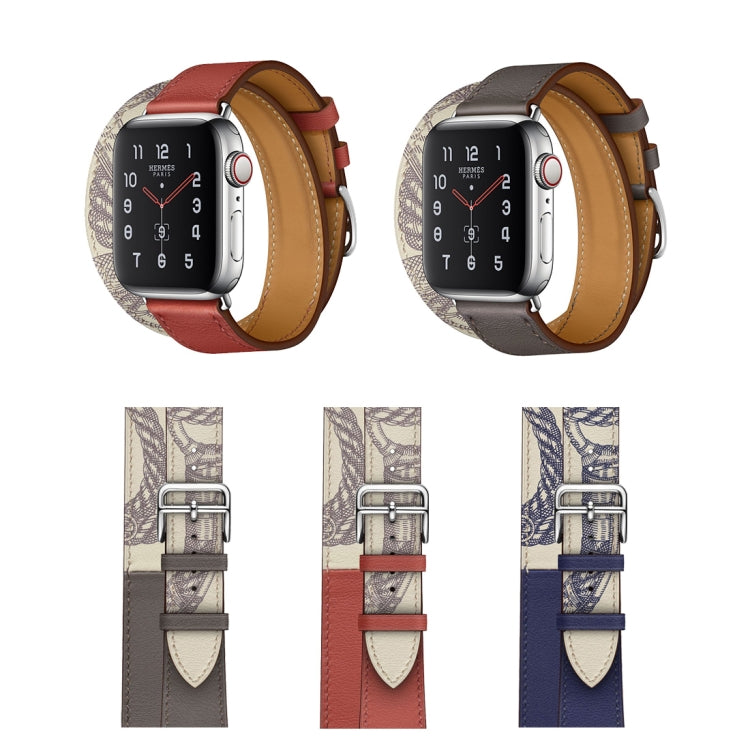 Bracelet de montre en cuir à motif sérigraphié, For Apple Watch Series 7 41mm / 6 & SE & 5 & 4 40mm / 3 & 2 & 1 38mm, For Apple Watch Ultra 49mm / Series 8&7 45mm / SE 2&6&SE&5&4 44mm / 3&2&1 42mm                                                        ...